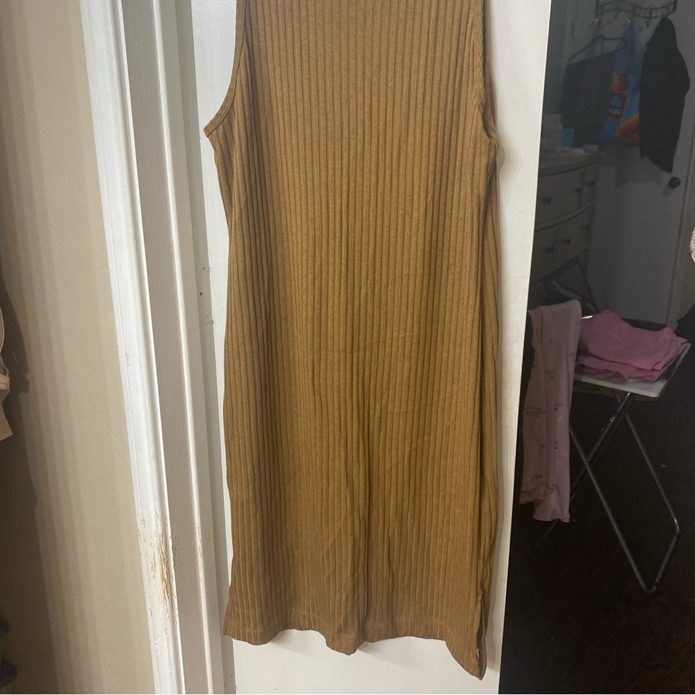 Nine West Women's Brown Ribbed Knit Sleeveless Bodycon Sweater Dress sz XL